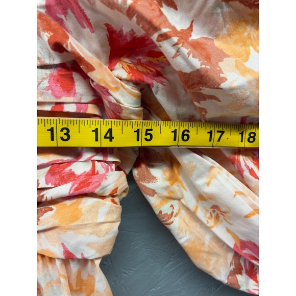 Abercrombie & Fitch Babydoll Dress Women's S Peach Pink Floral Puff Sleeve Mini - Picture 4 of 10